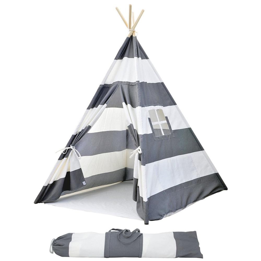 Cheap Goat Tents Indian cotton canvas kids play teepee tent camping 4 poles wood rods cloth indoor outdoor Tents 
